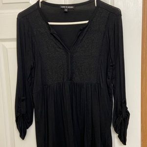Cable & Gage boho style black blouse shirt top size S